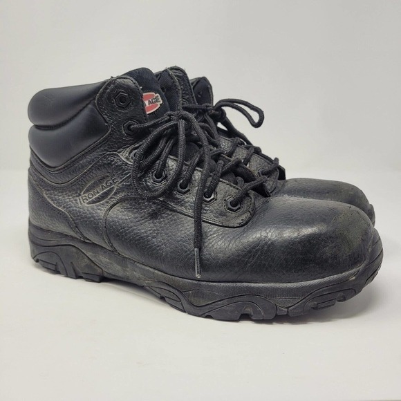 Iron Age Boots Mens 10 Black Leather Work Trencher Composite Toe IA5007 - Picture 1 of 10